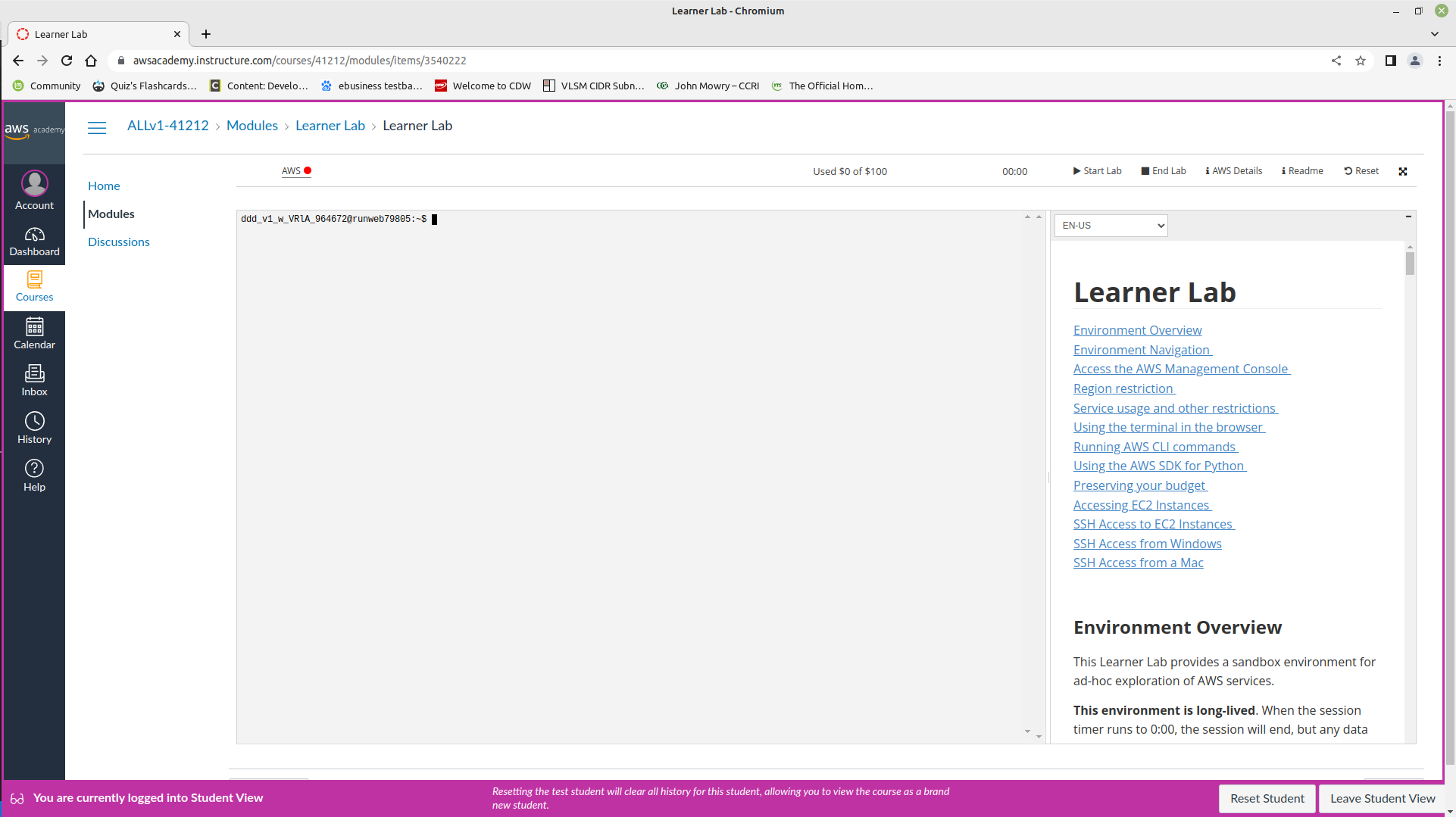 AWS Learner Lab home
