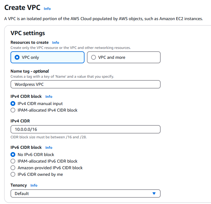 VPC Settings