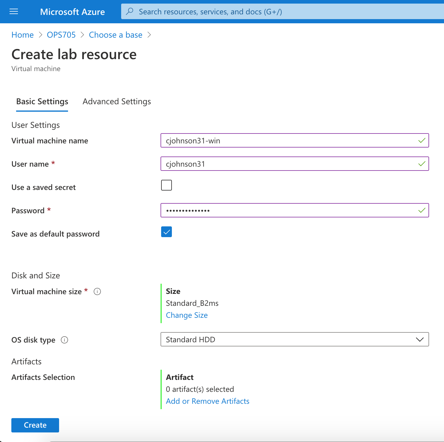 Image: Azure - Create Lab Resource