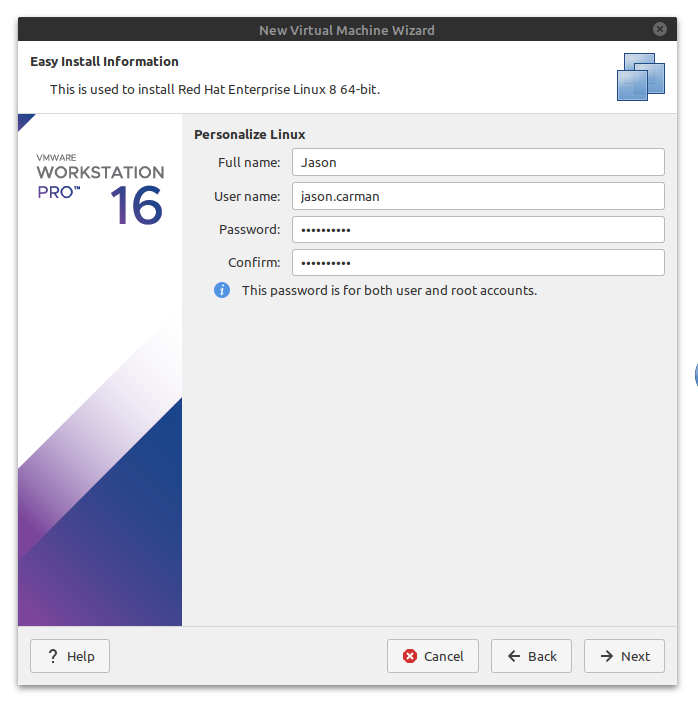 VM Install Login