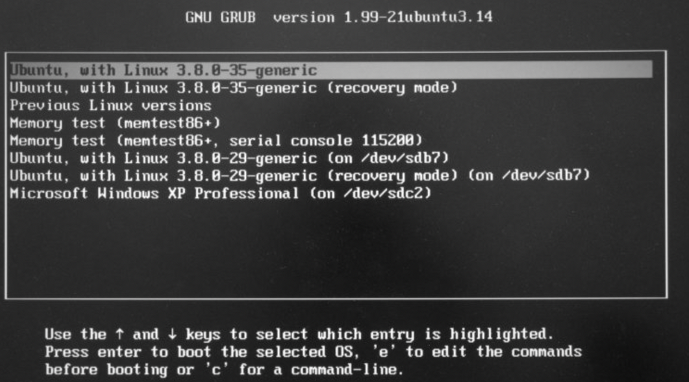 Grub Boot Menu