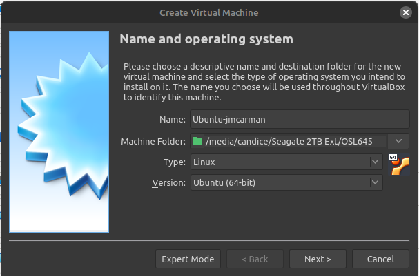 Virtual Machine name and operationg system