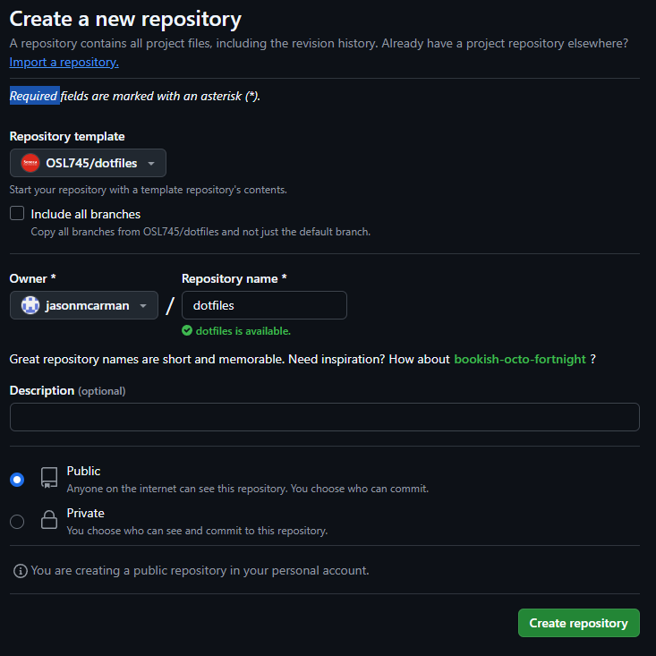 Creating a dotfiles repo