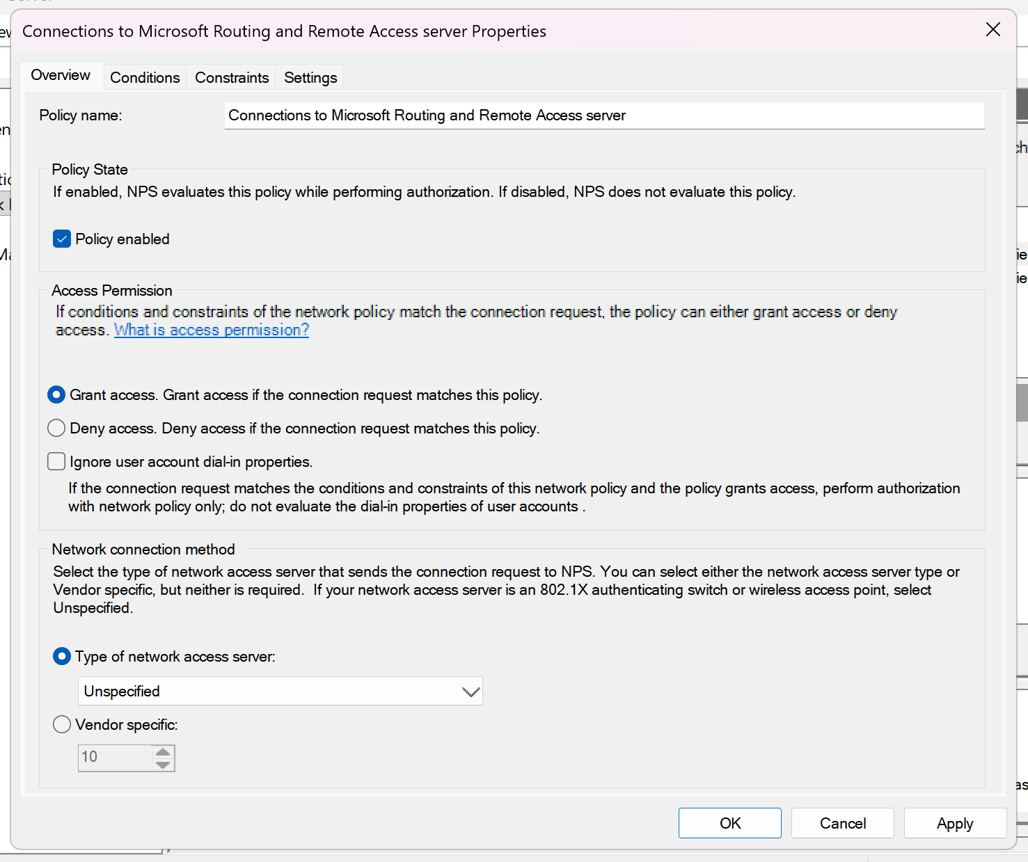 Fig 9. Granting access to the defined policy we're editing.
