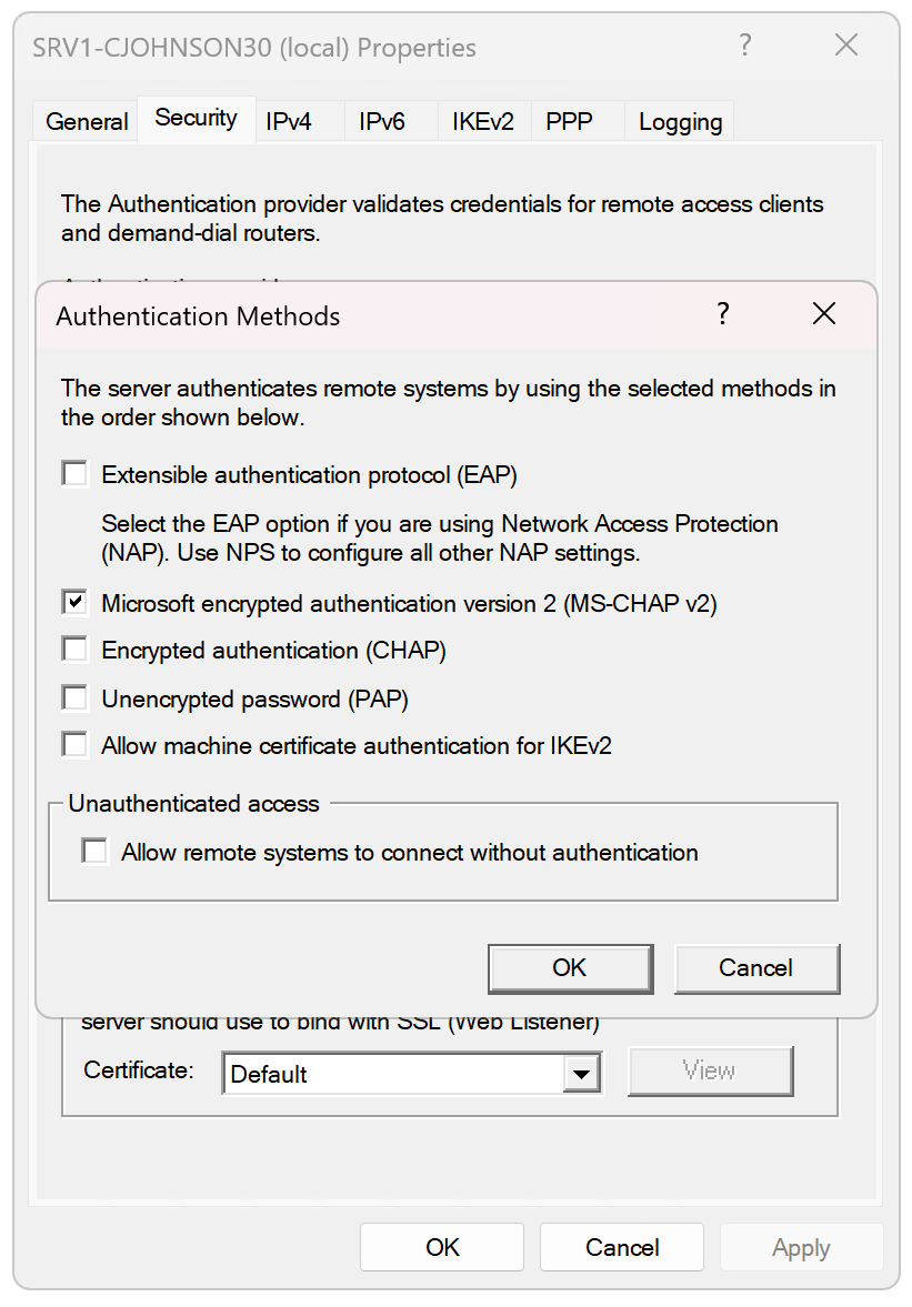 Fig 5. Properly selected authentication methods.