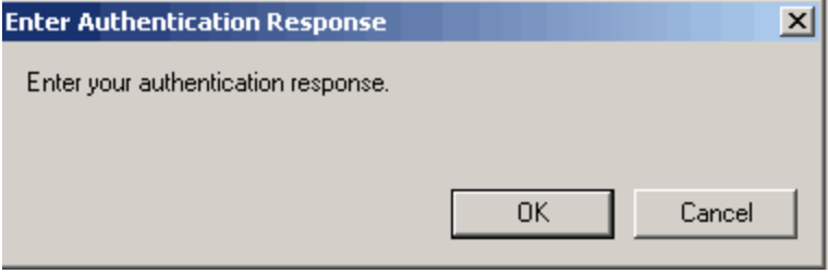 Authentication Response Dialog Box
