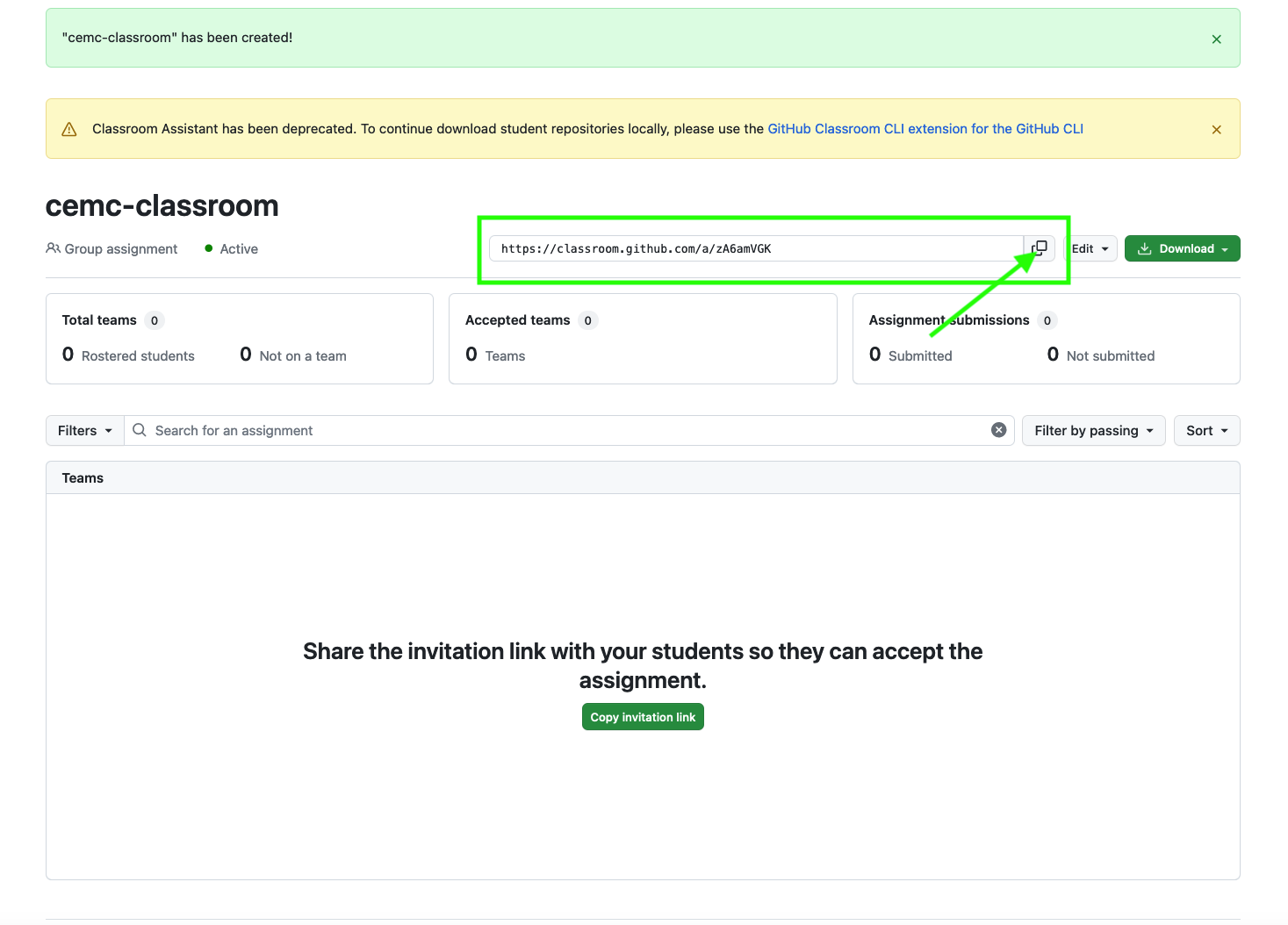 Copy Assignment Invitation